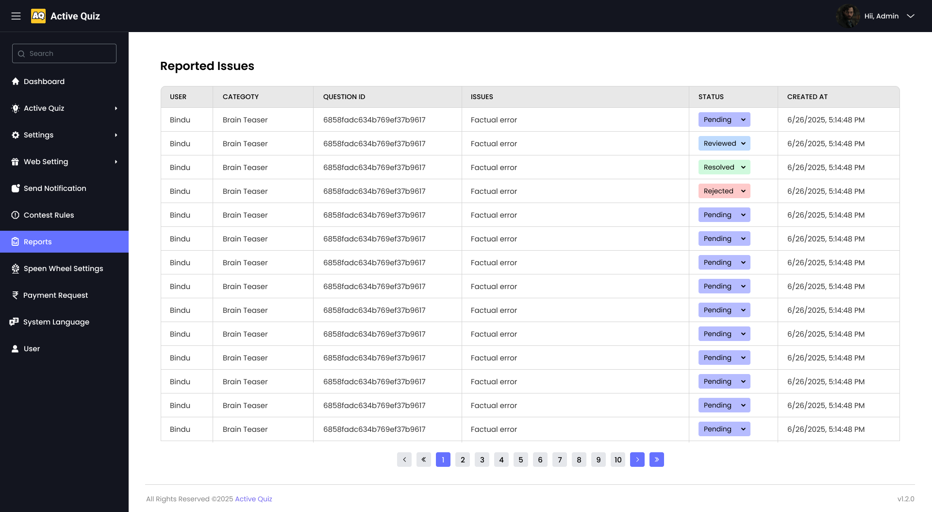 Reported Issues Module